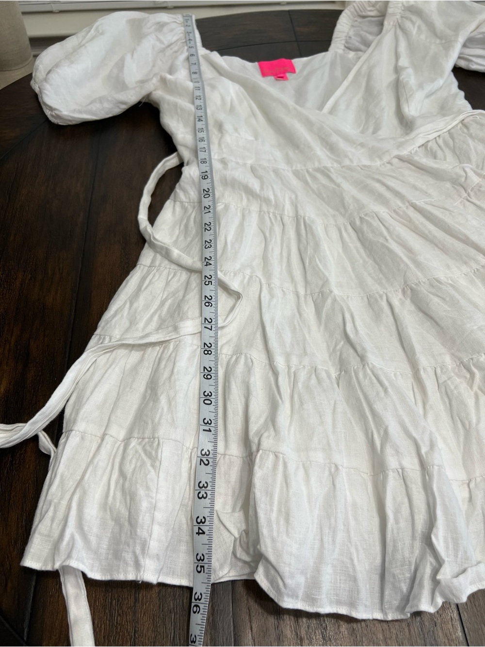 Lilly Pulitzer Iralee Wrap Dress Women’s Sz 12 White Linen Ruffle Tiered Short - Picture 11 of 11
